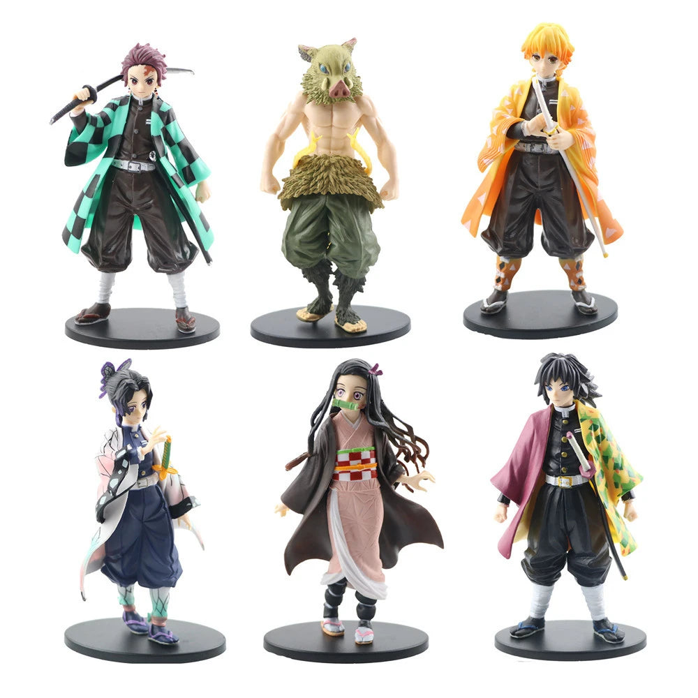 "Anime Demon Slayer Action Figures Collection: Kamado Tanjirou, Nezuko, Zenitsu, and Inosuke Models"