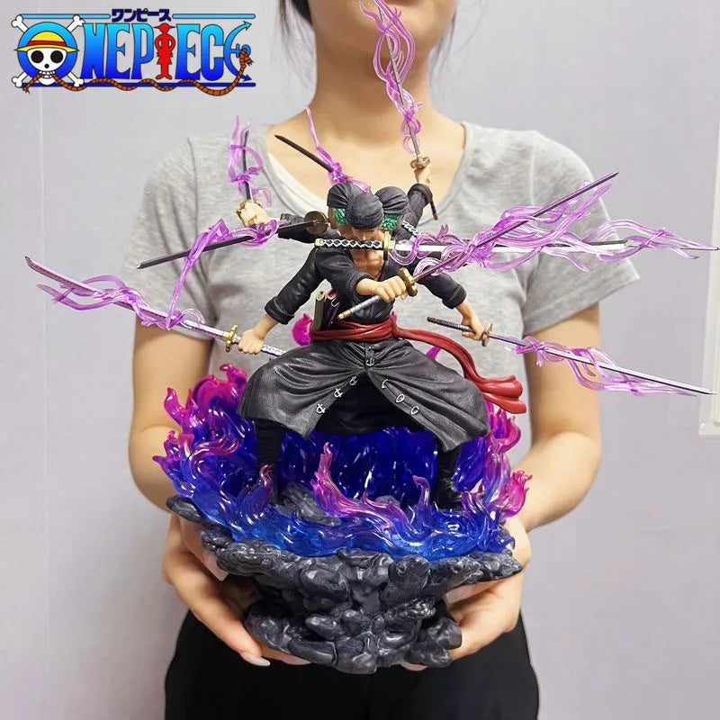 "40cm One Piece Zoro Wano Onigashima Action Figure - 9 Swords Style PVC Collectible Statue"