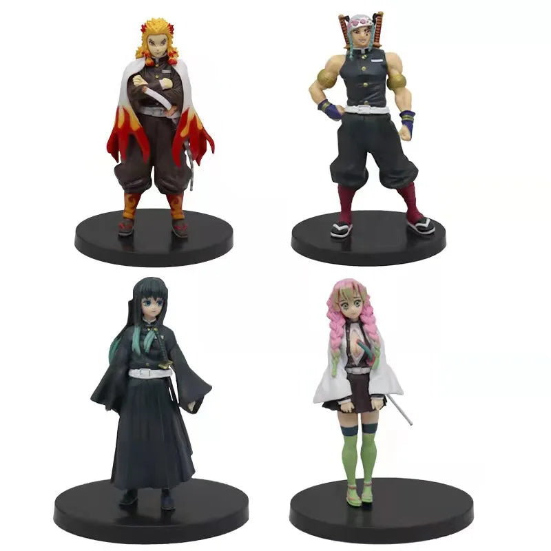 "Anime Demon Slayer Action Figures Collection: Kamado Tanjirou, Nezuko, Zenitsu, and Inosuke Models"