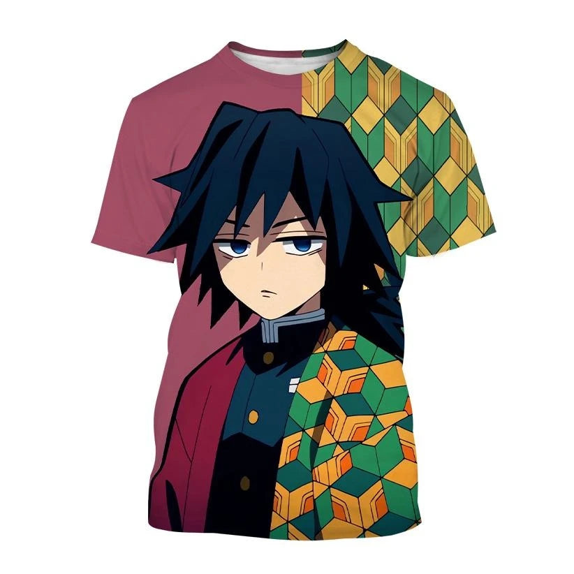 Summer Anime Demon Slayer: Kamado Nezuko & Kochou Shinobu 3D Printed Fashion T-Shirt - Short Sleeve Cosplay Apparel