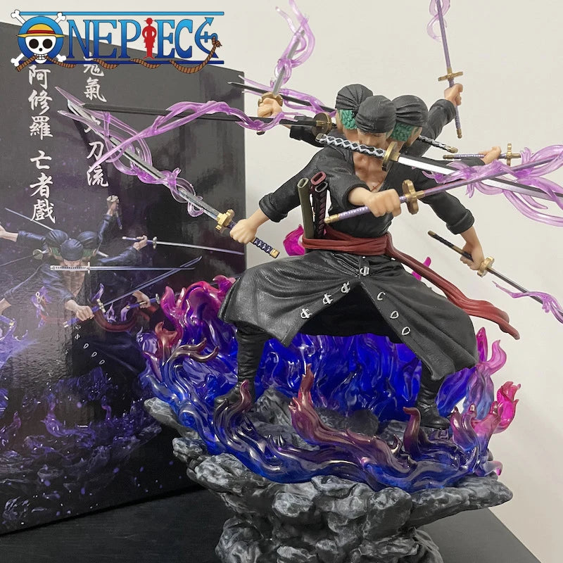 "40cm One Piece Zoro Wano Onigashima Action Figure - 9 Swords Style PVC Collectible Statue"