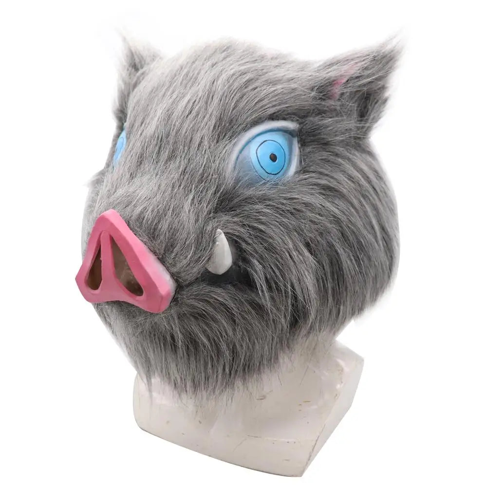 Inosuke Hashibira Demon Slayer Cosplay Mask - Pig Helmet Headwear for Halloween and Carnival Costumes