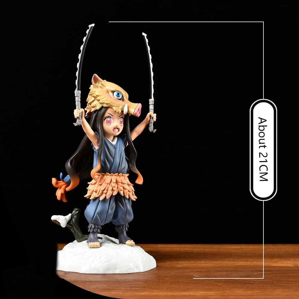 Demon Slayer: Kimetsu No Yaiba 19CM Kamado Nezuko Pig's Head PVC Figurine - Manga Collectible for Children and Fans