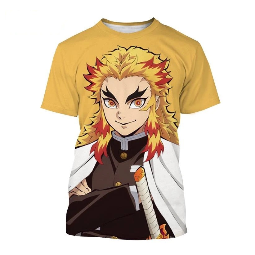 Summer Anime Demon Slayer: Kamado Nezuko & Kochou Shinobu 3D Printed Fashion T-Shirt - Short Sleeve Cosplay Apparel