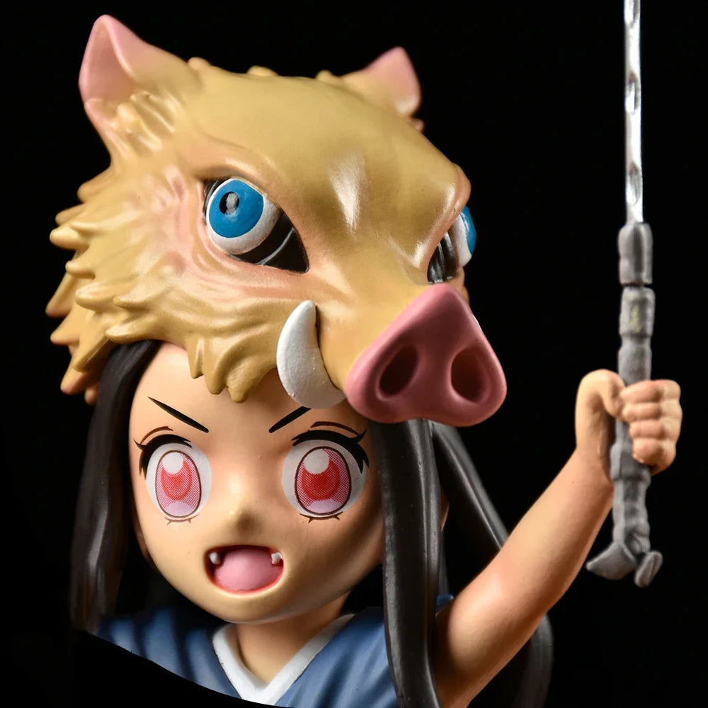 Demon Slayer: Kimetsu No Yaiba 19CM Kamado Nezuko Pig's Head PVC Figurine - Manga Collectible for Children and Fans