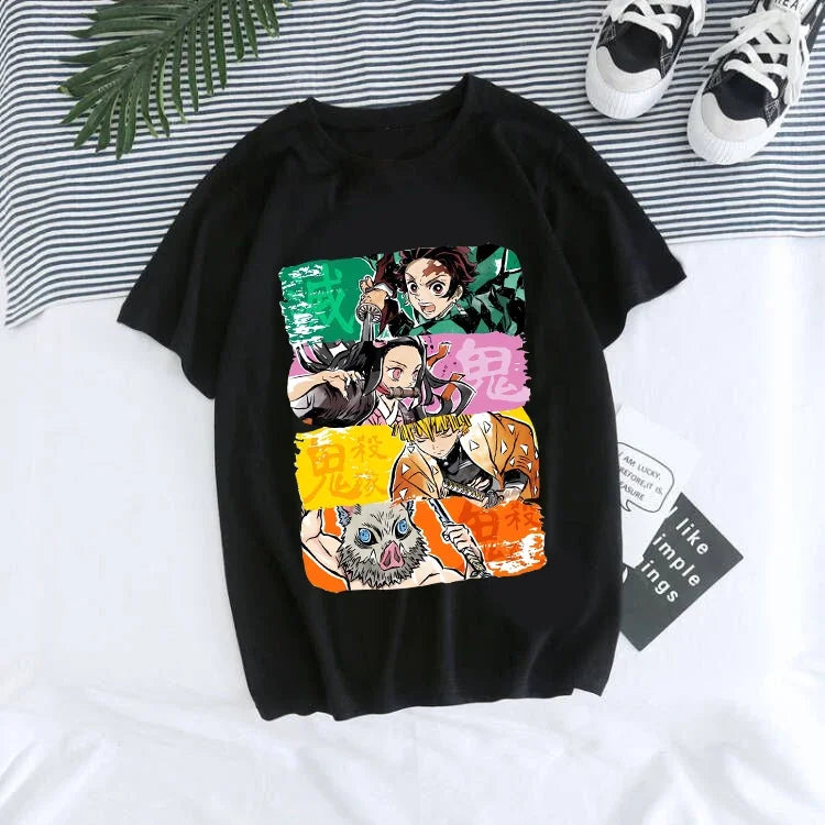 Unisex Graphic T-Shirt for Women - Demon Slayer Tanjiro Kamado & Nezuko Kimetsu No Yaiba Design