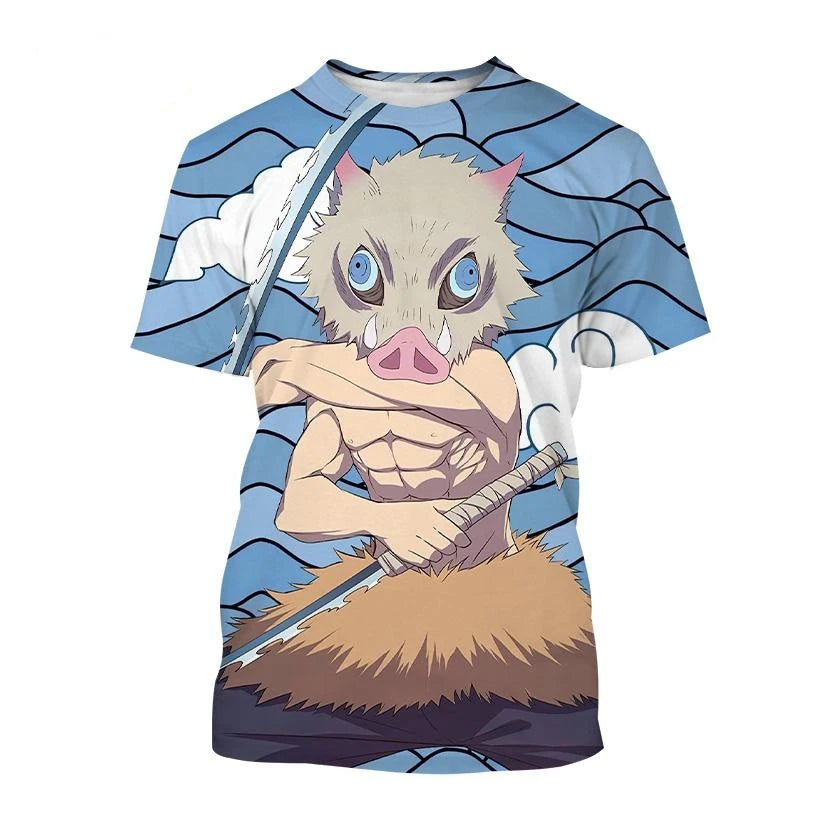 Demon Slayer: Kimetsu No Yaiba Kamado Nezuko & Kochou Shinobu 3D Printed Short Sleeve T-Shirt - Summer Anime Fashion