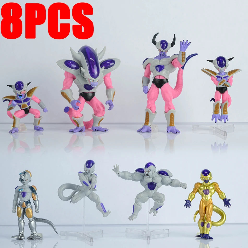 8-Piece Dragon Ball Z Figurine Set - King Cold and Frieza PVC Action Figures for Collectors and Kids' Gifts