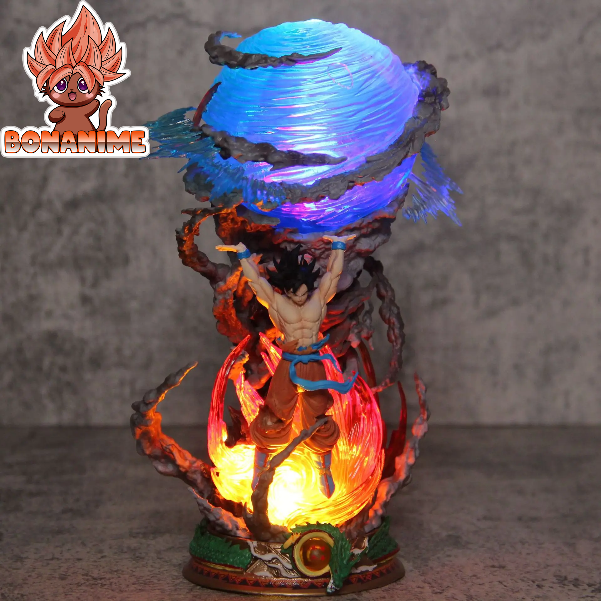 🌌 Dragon Ball 10" Spirit Bomb Goku LAMP 💡 - PVC Action Figure - Super Saiyan Collectible Statue Light