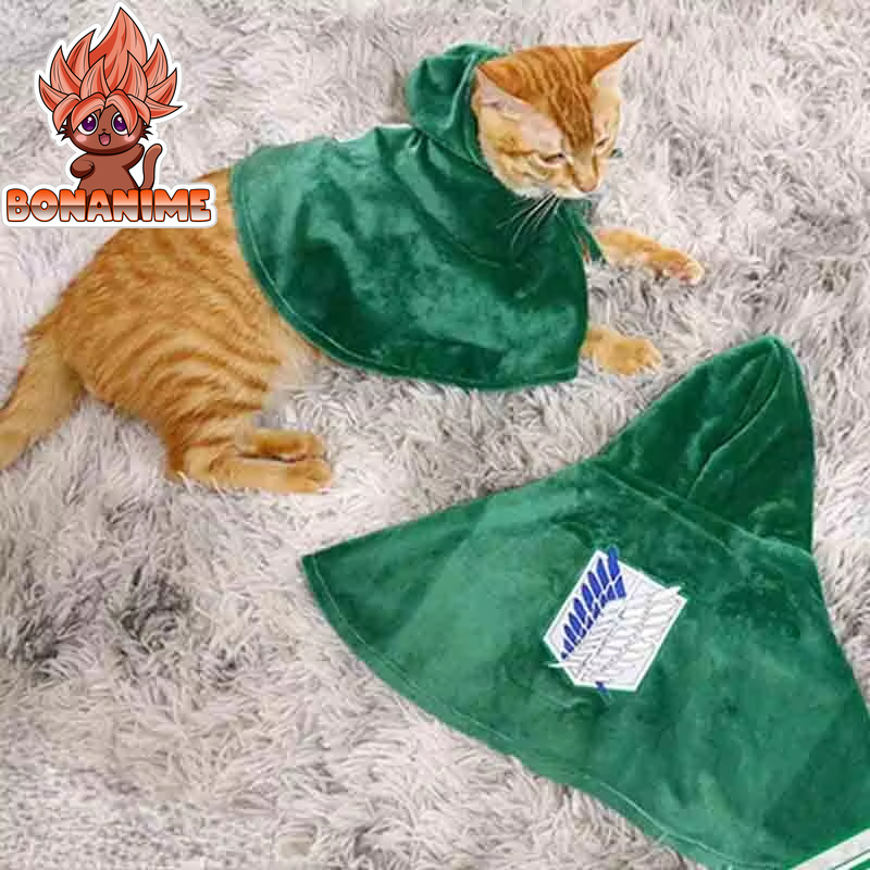 "Attack on Titan Survey Corps Cape for Pets - Cosplay Cloak for Cat Photography and Halloween Gift"