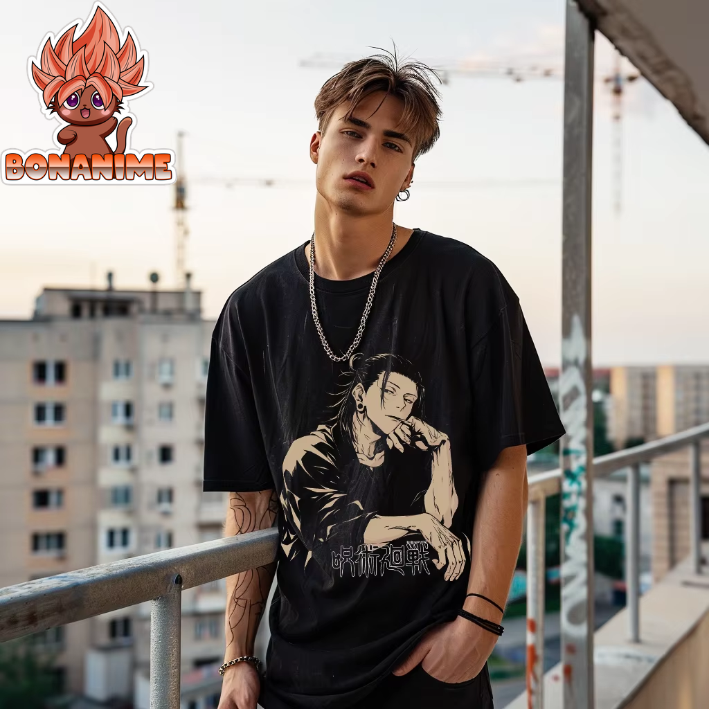 Unisex Oversized Vintage Washed T-Shirt Featuring Toji Fushiguro, Satoru Gojo​​​​​​​, Ryomen Sukuna​​​​​​​ & Suguru Geto from Jujutsu Kaisen - Y2K Streetwear Style