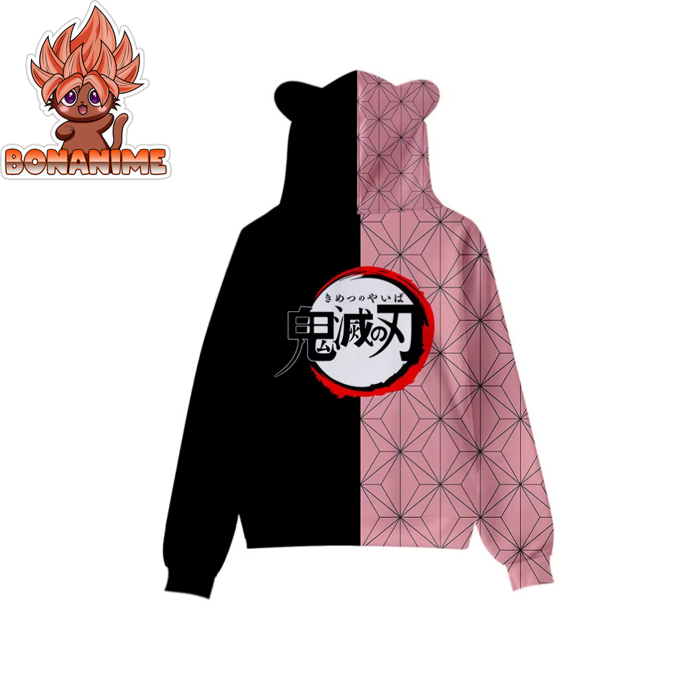 Kimetsu No Yaibe Anime-Inspired Demon Slayer Hoodie with Cat Ears - Cartoon Sweatshirt Cosplay Costume