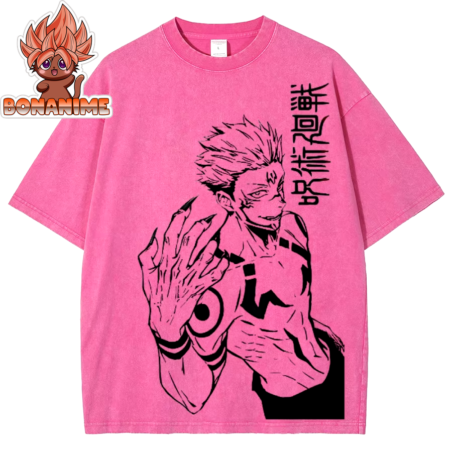 Unisex Oversized Vintage Washed T-Shirt Featuring Toji Fushiguro, Satoru Gojo​​​​​​​, Ryomen Sukuna​​​​​​​ & Suguru Geto from Jujutsu Kaisen - Y2K Streetwear Style