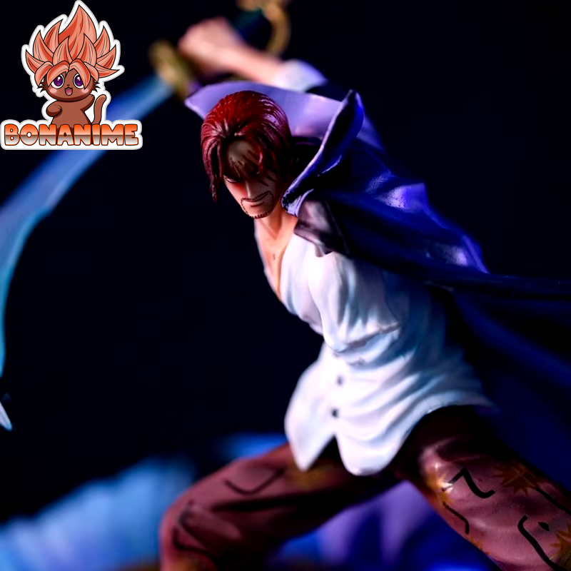 28cm Four Emperors Shanks ONE PIECE Animated Fighting Pose Statue - Large Collectible Model for Festivals and Gifts