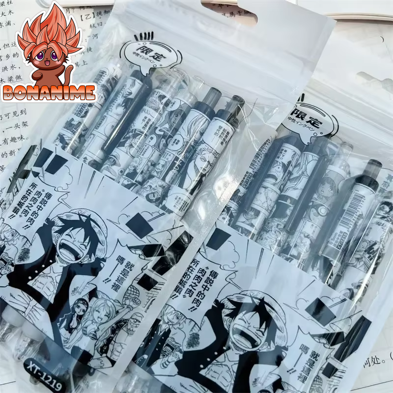 Set of 6 Anime ONE PIECE 0.5mm Gel Pens featuring Luffy, Zoro, Sanji, Nami, Usopp, and Robin - Ideal for School, Office Supplies, and Gifts for Kids