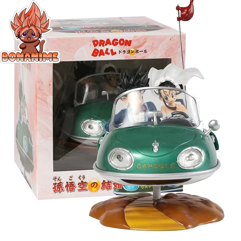 Dragon Ball Z Goku & Chi-Chi Wedding Capsule Corp Car Model Figure with Illuminating Front - Ideal Gift for Kids