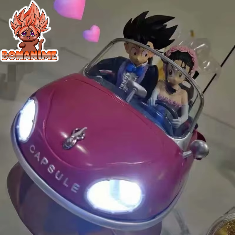 Dragon Ball Z Goku & Chi-Chi Wedding Capsule Corp Car Model Figure with Illuminating Front - Ideal Gift for Kids