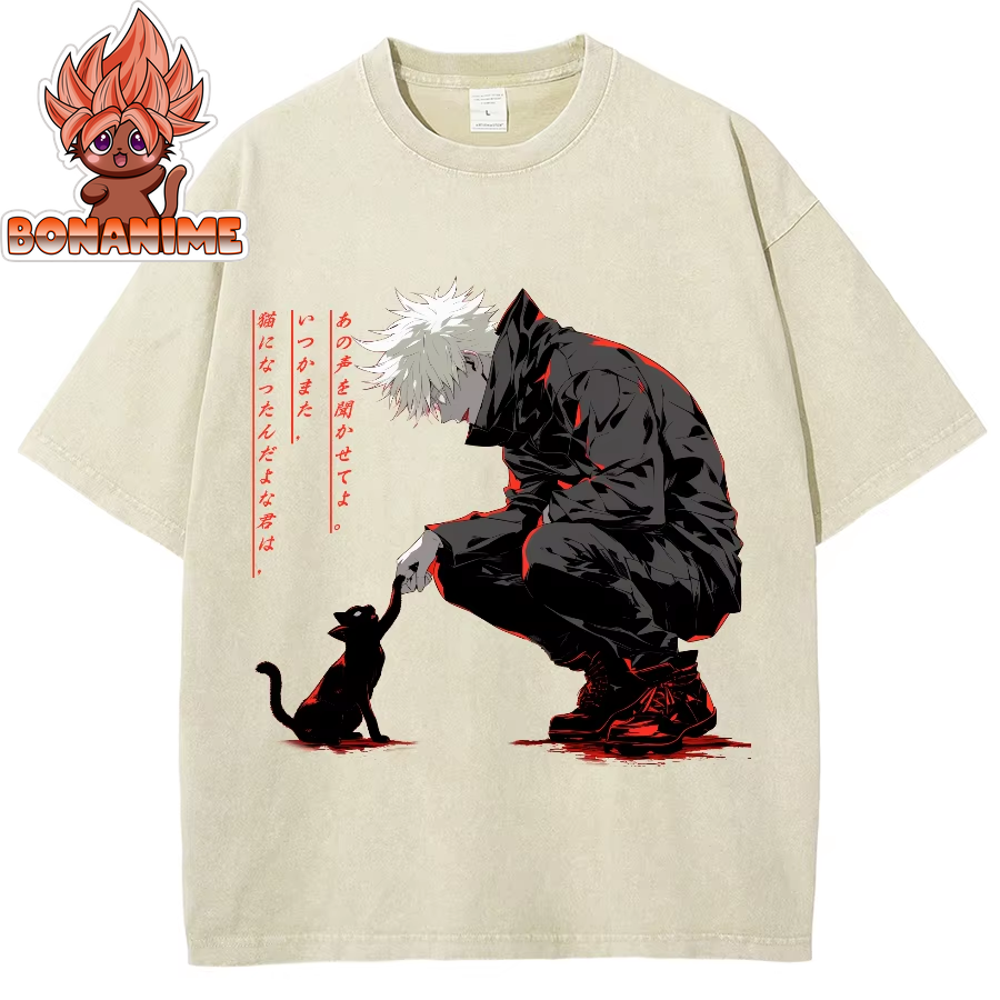 Unisex Oversized Vintage Washed T-Shirt Featuring Toji Fushiguro, Satoru Gojo​​​​​​​, Ryomen Sukuna​​​​​​​ & Suguru Geto from Jujutsu Kaisen - Y2K Streetwear Style