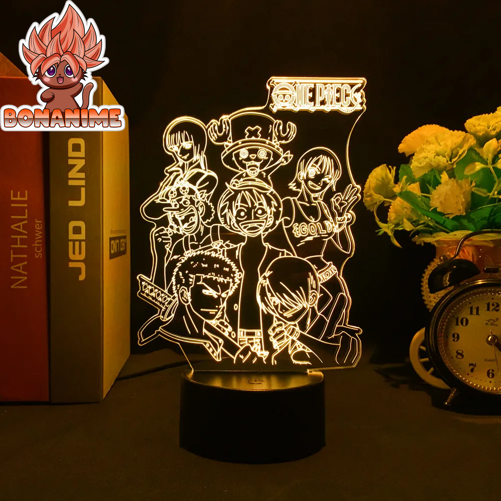 "One Piece Monkey D. Luffy Acrylic LED Nightlight Action Figure - Ideal Birthday Gift for Kids"