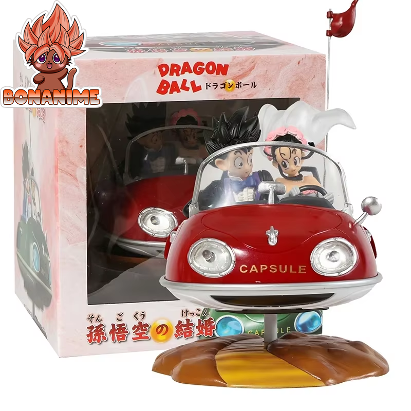 Dragon Ball Z Goku & Chi-Chi Wedding Capsule Corp Car Model Figure with Illuminating Front - Ideal Gift for Kids