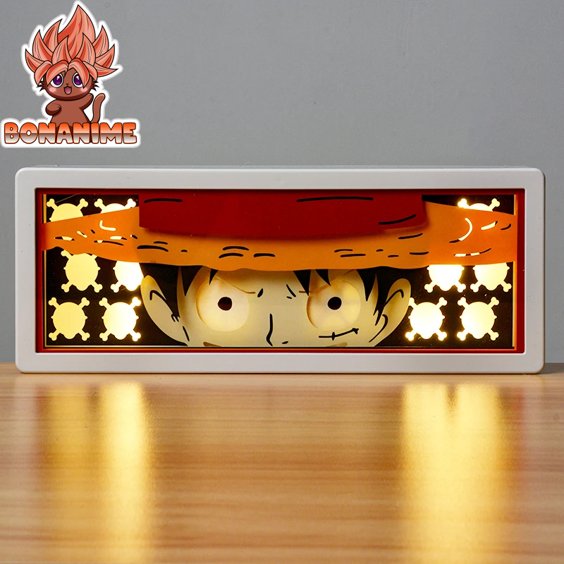 "One Piece 3D Night Light Shadow Box - Laser Cut Paper Lamp for Stylish Room Decor and Parties"