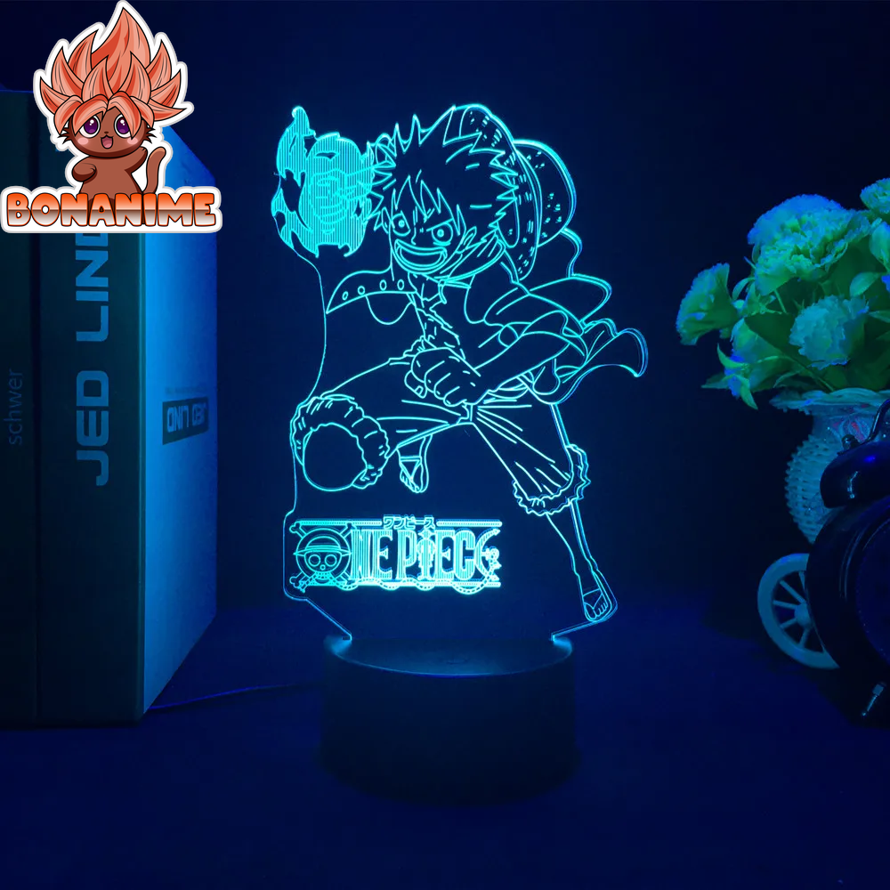 "One Piece Monkey D. Luffy Acrylic LED Nightlight Action Figure - Ideal Birthday Gift for Kids"