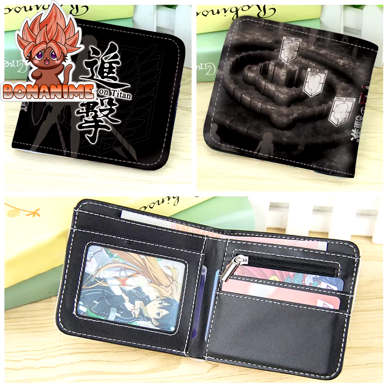 Anime Attack on Titan Bifold Wallet in PU Leather with Coin Pocket – Perfect Gift for Fans