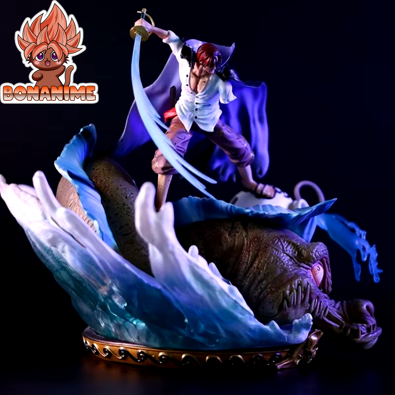 28cm Four Emperors Shanks ONE PIECE Animated Fighting Pose Statue - Large Collectible Model for Festivals and Gifts