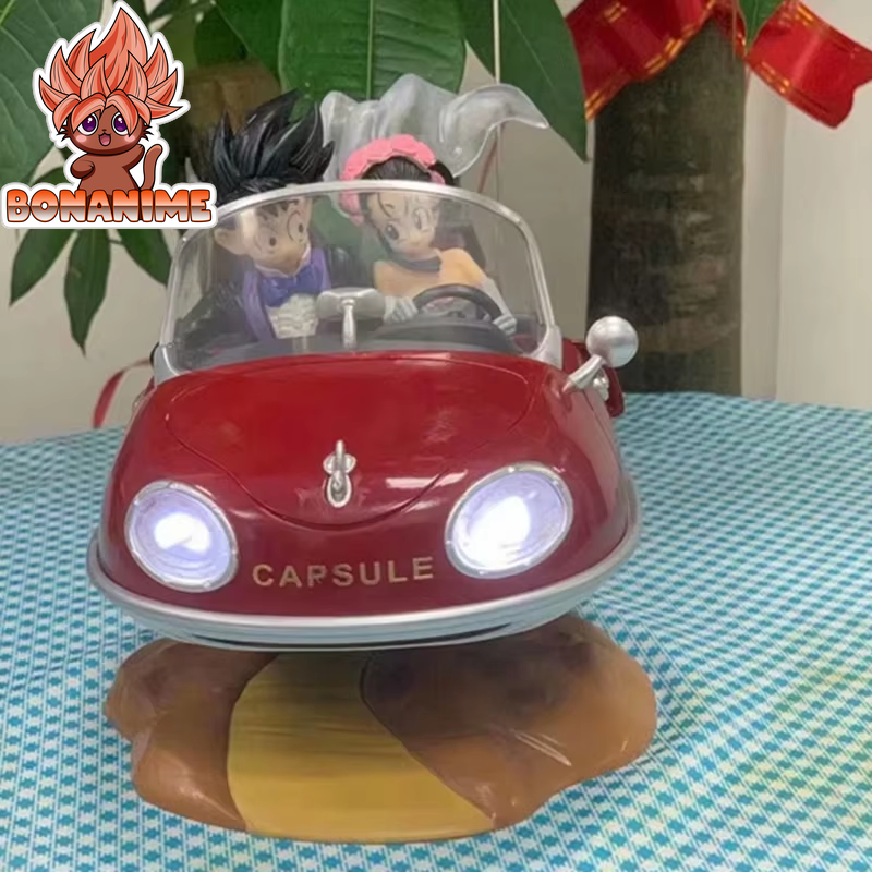 Dragon Ball Z Goku & Chi-Chi Wedding Capsule Corp Car Model Figure with Illuminating Front - Ideal Gift for Kids