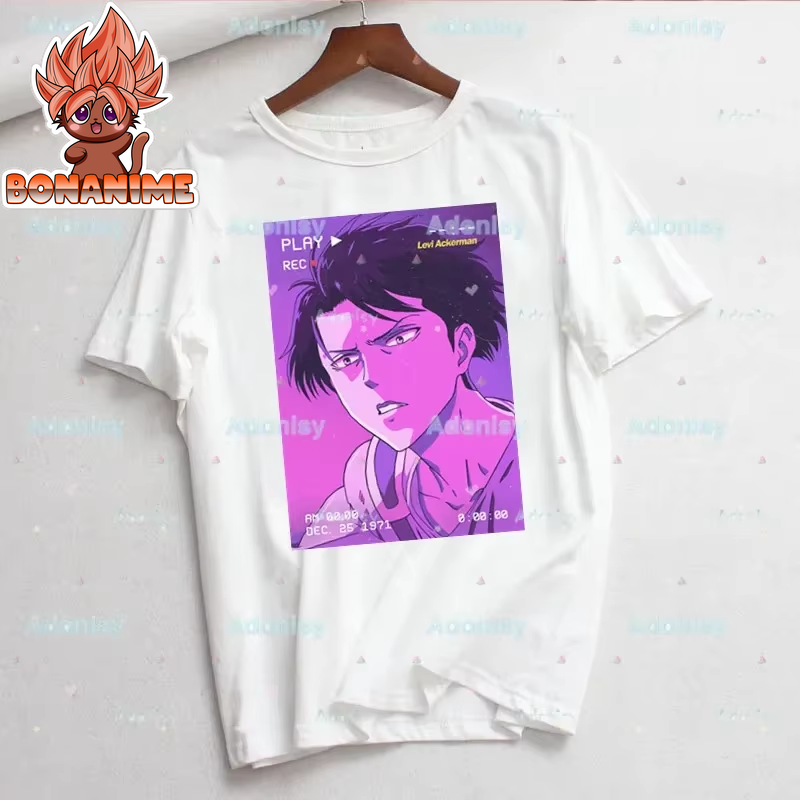 Levi Ackerman Women's Eye Print Harajuku Summer Anime T-Shirt - Casual Round Neck Short Sleeve Tee, Drop Shipping Available