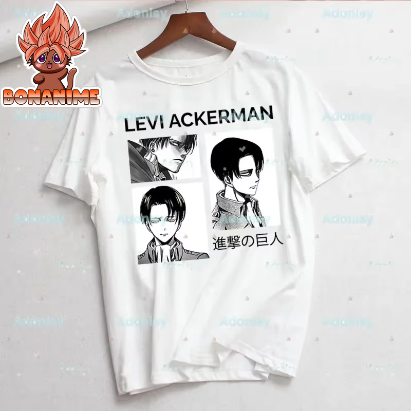 Levi Ackerman Women's Eye Print Harajuku Summer Anime T-Shirt - Casual Round Neck Short Sleeve Tee, Drop Shipping Available