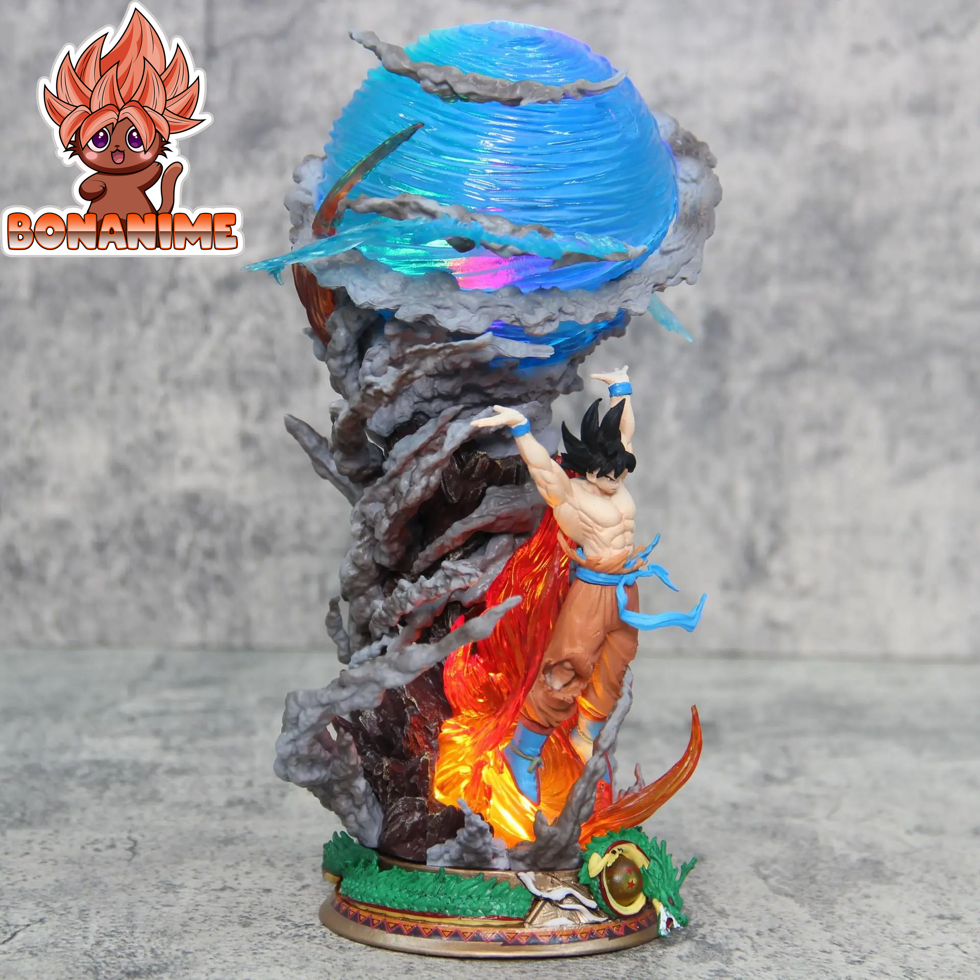 🌌 Dragon Ball 10" Spirit Bomb Goku LAMP 💡 - PVC Action Figure - Super Saiyan Collectible Statue Light