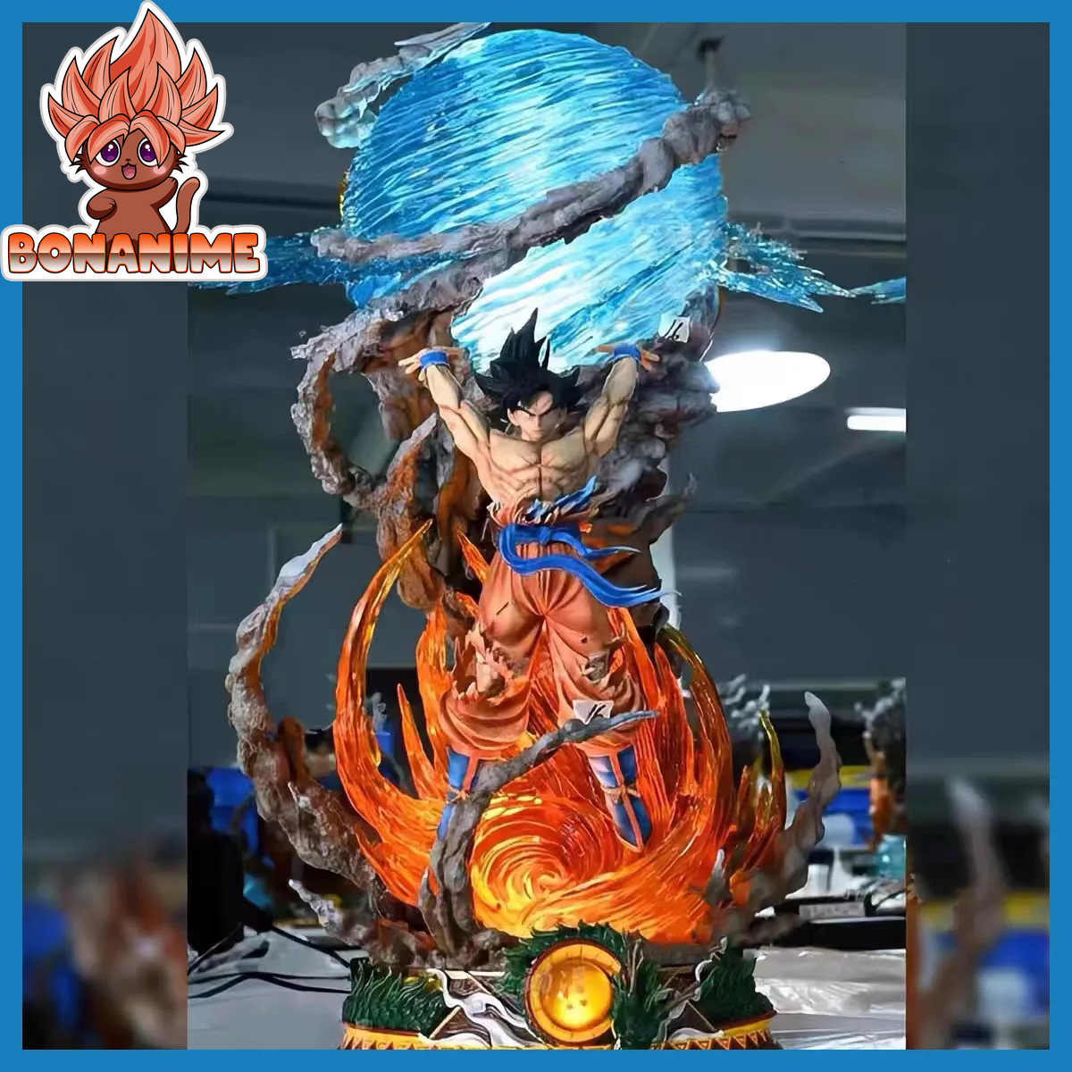 🌌 Dragon Ball 10" Spirit Bomb Goku LAMP 💡 - PVC Action Figure - Super Saiyan Collectible Statue Light