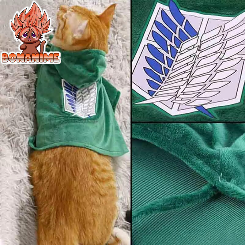 "Attack on Titan Survey Corps Cape for Pets - Cosplay Cloak for Cat Photography and Halloween Gift"