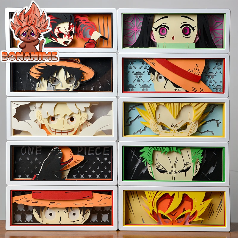 "One Piece 3D Night Light Shadow Box - Laser Cut Paper Lamp for Stylish Room Decor and Parties"