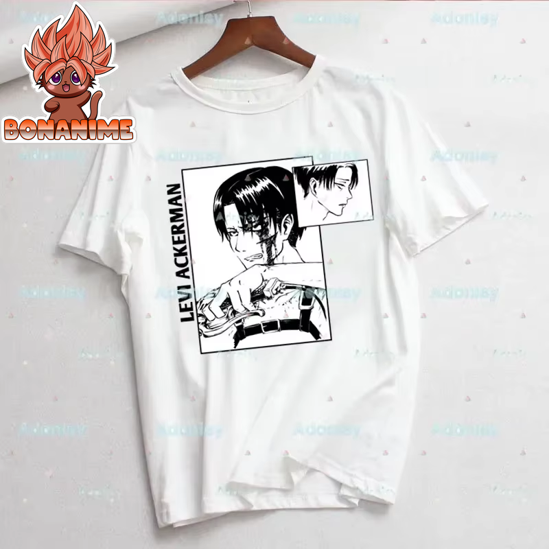 Levi Ackerman Women's Eye Print Harajuku Summer Anime T-Shirt - Casual Round Neck Short Sleeve Tee, Drop Shipping Available