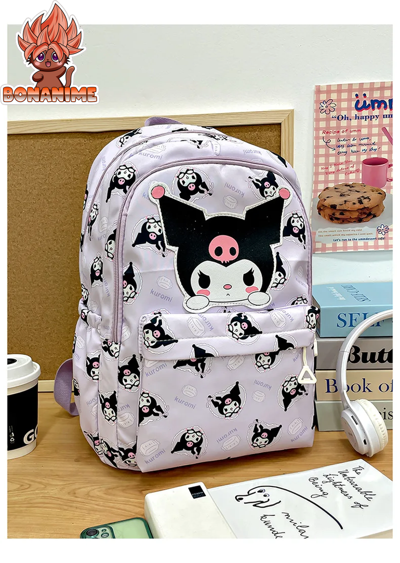 "Sanrio Large Capacity Backpack for Students - Kuromi, Cinnamoroll, and My Melody Designs for Girls"