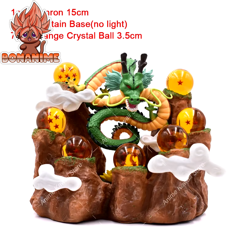 Dragon Ball Z Shenlong LED Action Figures Night Lights with Porunga Crystal Balls and Mountain Base Decoration for Kids