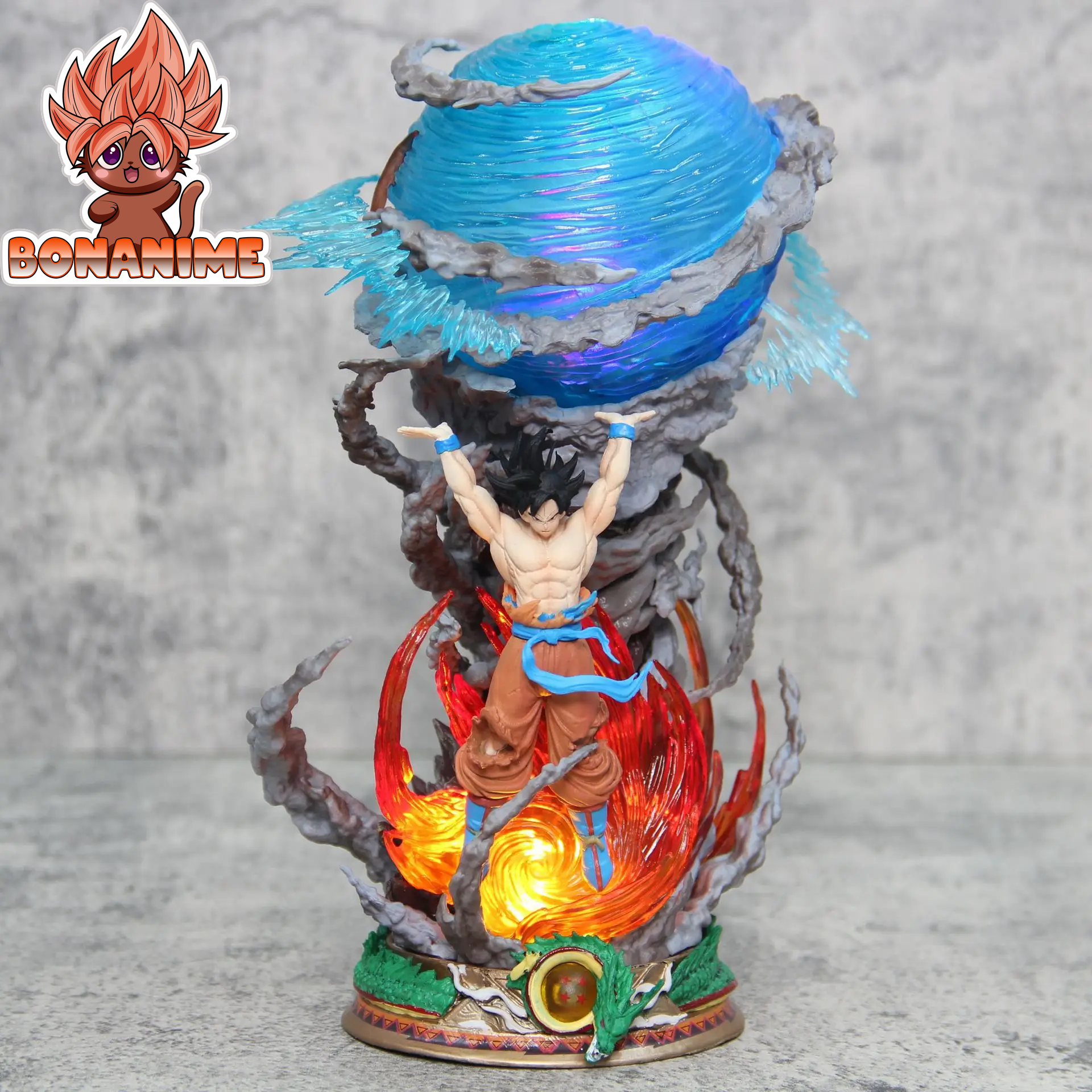 🌌 Dragon Ball 10" Spirit Bomb Goku LAMP 💡 - PVC Action Figure - Super Saiyan Collectible Statue Light