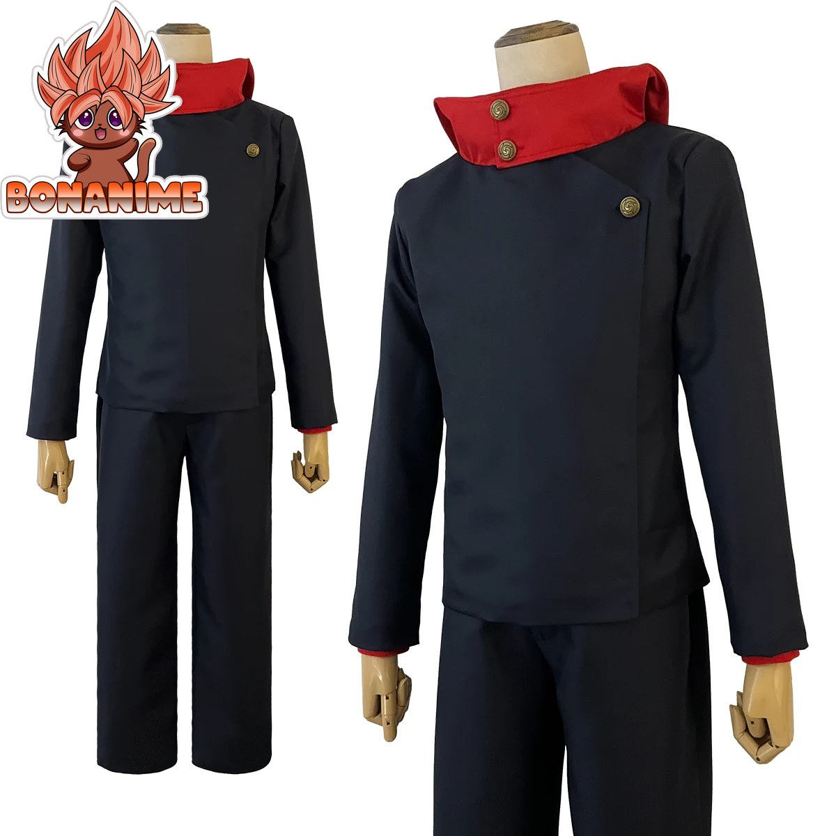 Jujutsu Kaisen Itadori Yuji Cosplay Costume Set with Wig, Jacket, and Pants - Synthetic Uniform for Halloween and Christmas Events