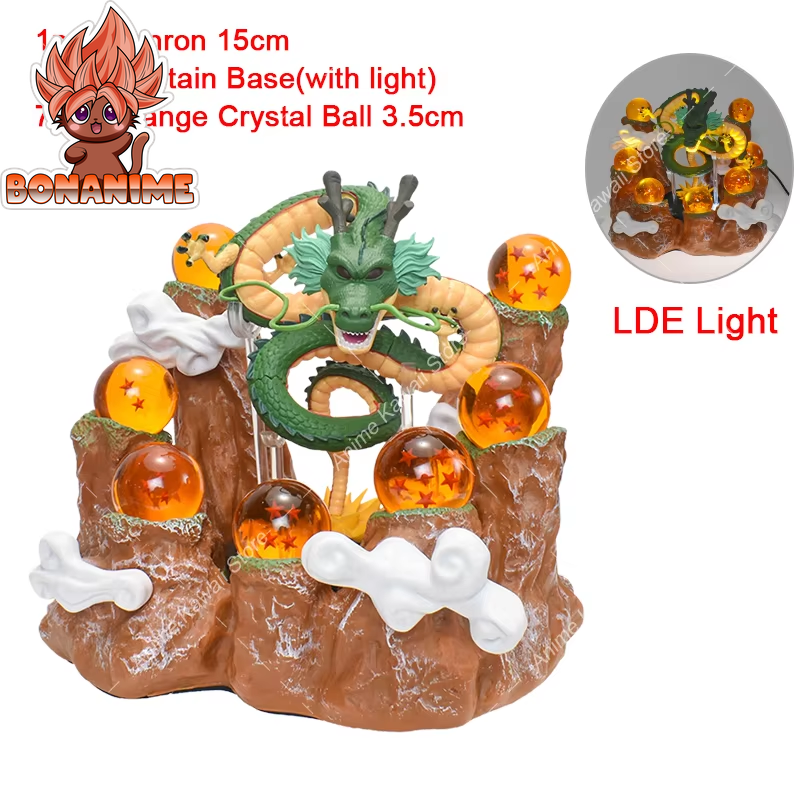 Dragon Ball Z Shenlong LED Action Figures Night Lights with Porunga Crystal Balls and Mountain Base Decoration for Kids