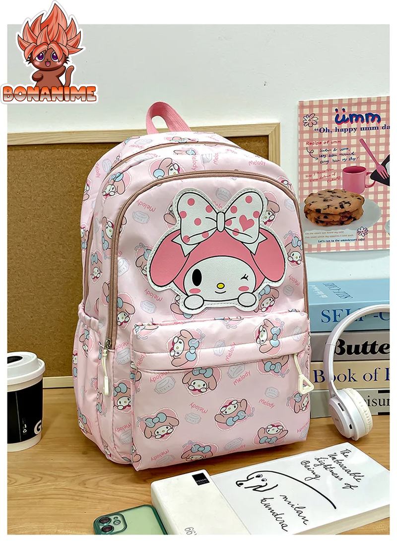 "Sanrio Large Capacity Backpack for Students - Kuromi, Cinnamoroll, and My Melody Designs for Girls"