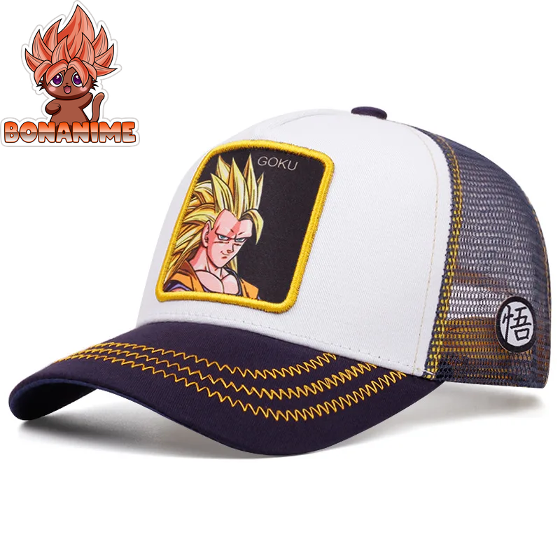 Dragon Ball Z Son Goku Embroidered Adjustable Trucker Cap - Summer Kame House Style Sun Visor