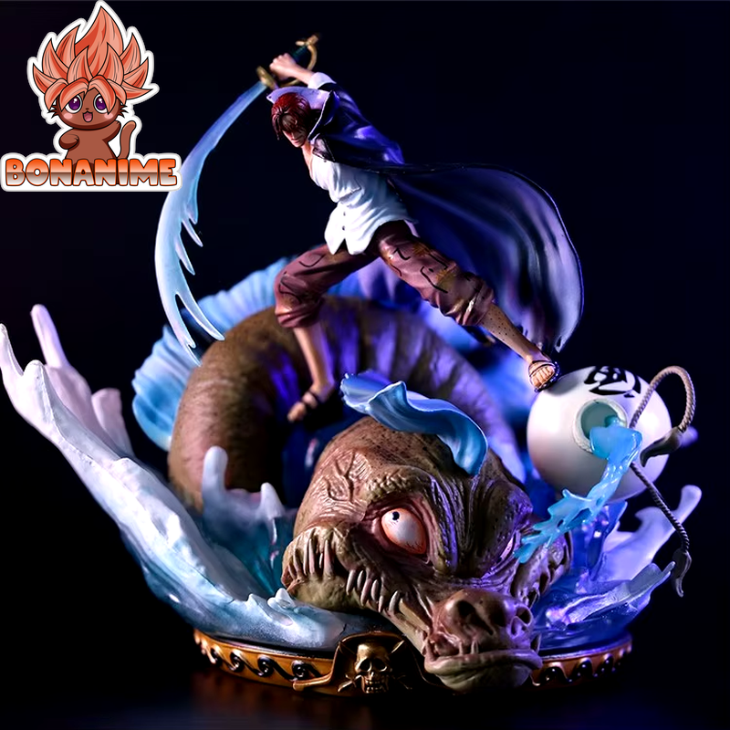 28cm Four Emperors Shanks ONE PIECE Animated Fighting Pose Statue - Large Collectible Model for Festivals and Gifts