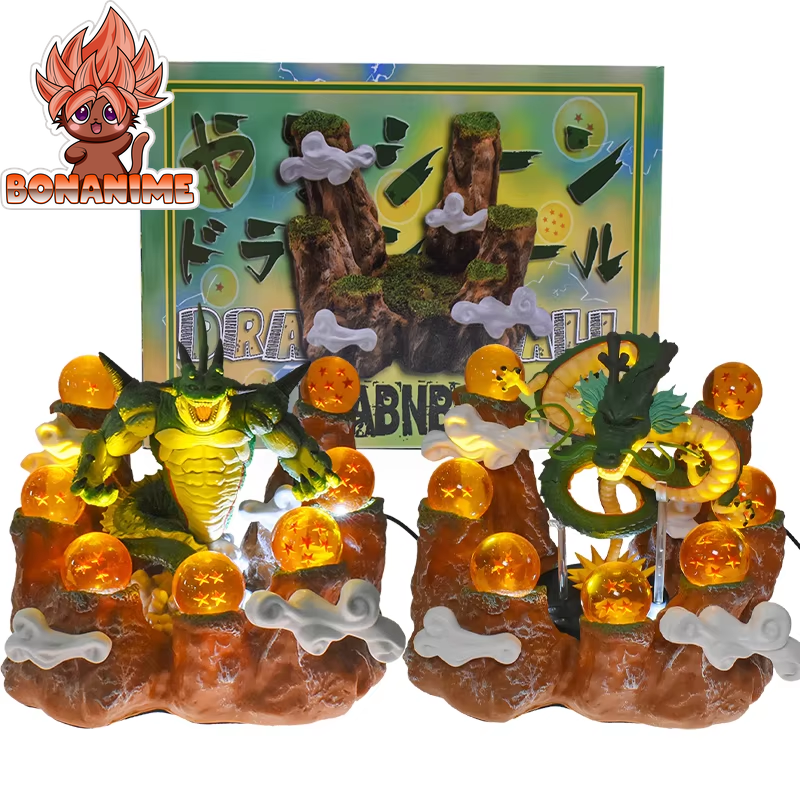 Dragon Ball Z Shenlong LED Action Figures Night Lights with Porunga Crystal Balls and Mountain Base Decoration for Kids