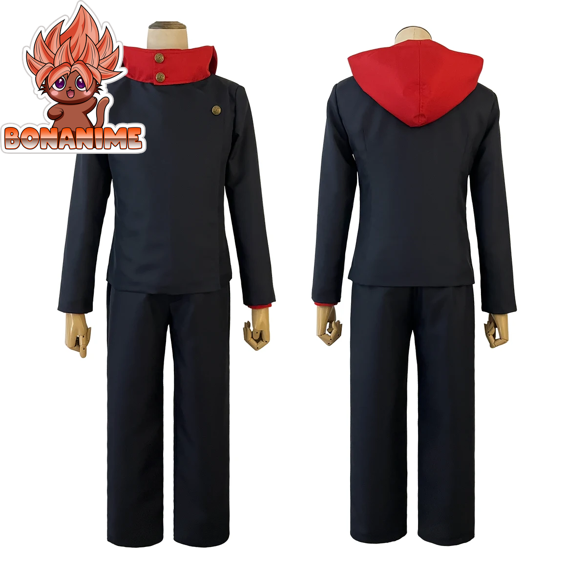 Jujutsu Kaisen Itadori Yuji Cosplay Costume Set with Wig, Jacket, and Pants - Synthetic Uniform for Halloween and Christmas Events