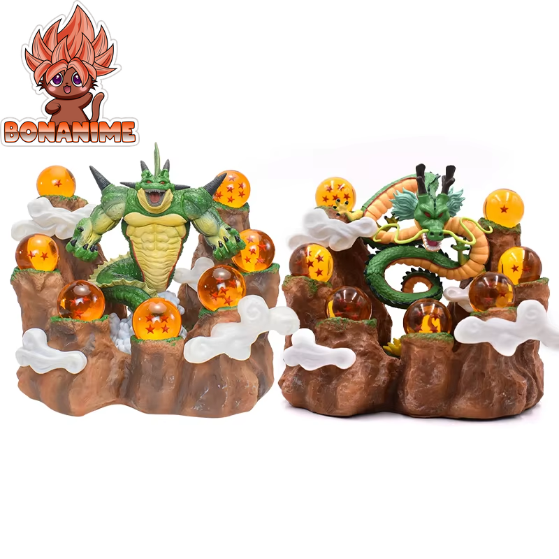 Dragon Ball Z Shenlong LED Action Figures Night Lights with Porunga Crystal Balls and Mountain Base Decoration for Kids