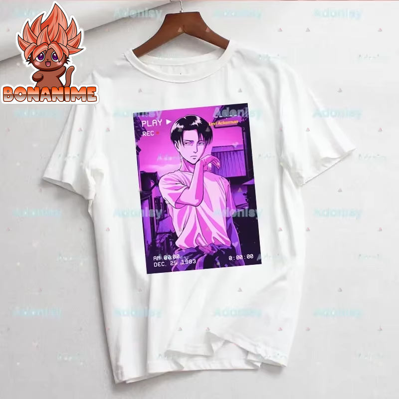 Levi Ackerman Women's Eye Print Harajuku Summer Anime T-Shirt - Casual Round Neck Short Sleeve Tee, Drop Shipping Available