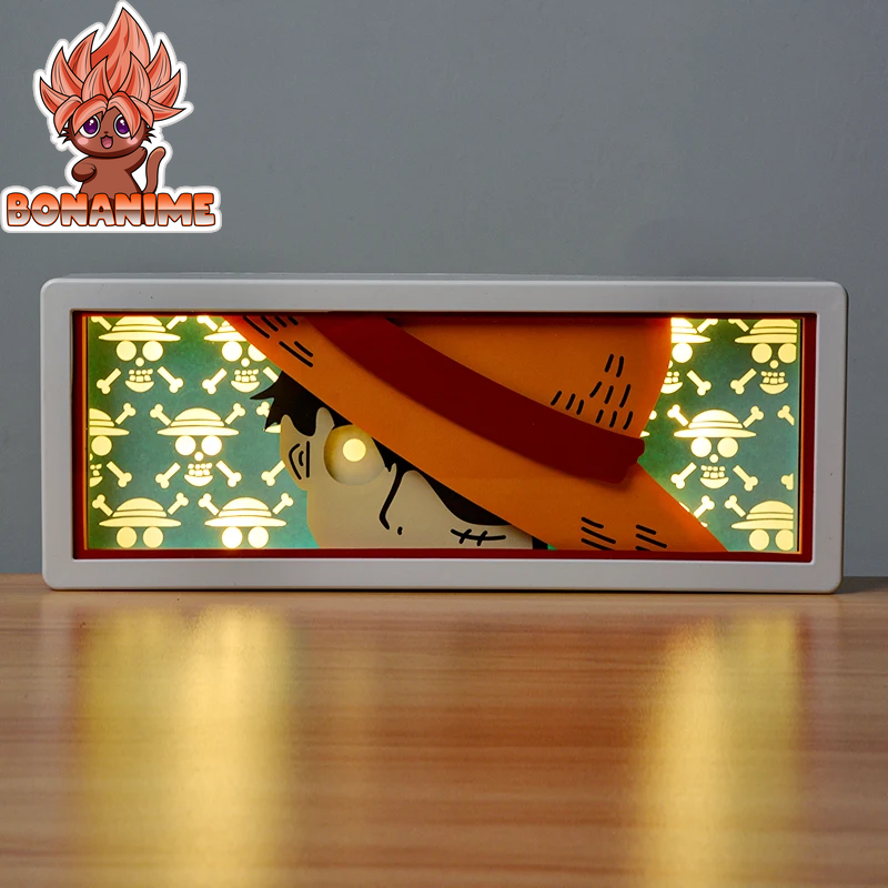 "One Piece 3D Night Light Shadow Box - Laser Cut Paper Lamp for Stylish Room Decor and Parties"