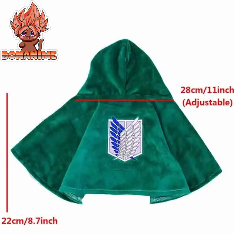 "Attack on Titan Survey Corps Cape for Pets - Cosplay Cloak for Cat Photography and Halloween Gift"